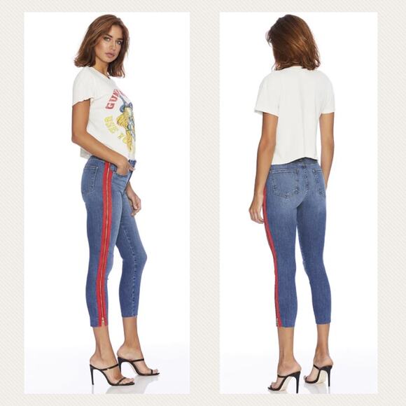 Etienne Marcel Red Full Side Zipper Jeans Size 24 - Picture 1 of 10